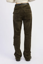 WIDE LEG CORDUROY PANT WITH POCKET DETAIL | Daverri Fashions