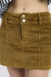 CORDUROY MINI SKIRT WITH BUTTON | Daverri Fashions
