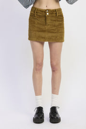 CORDUROY MINI SKIRT WITH BUTTON | Daverri Fashions