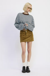 CORDUROY MINI SKIRT WITH BUTTON | Daverri Fashions