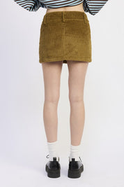 CORDUROY MINI SKIRT WITH BUTTON | Daverri Fashions