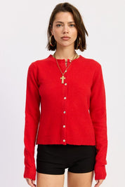 RED Fitted Button Up Cardigan | Cardigans Daverri Fashions