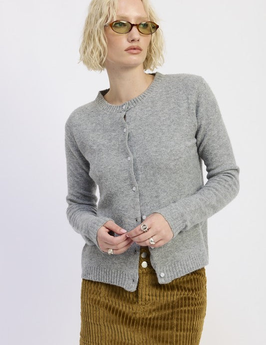 HEATHER GREY Fitted Button Up Cardigan | Cardigans Daverri Fashions