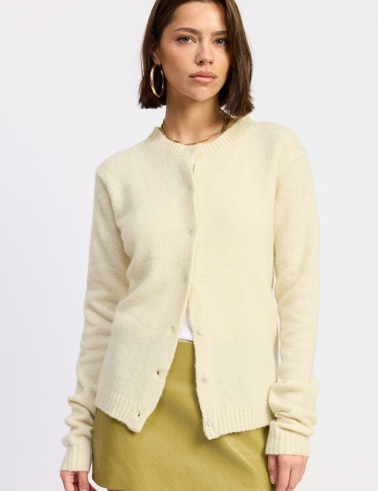 PALE YELLOW Fitted Button Up Cardigan | Cardigans Daverri Fashions