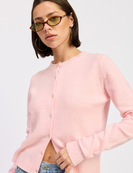 LIGHT PINK Fitted Button Up Cardigan | Cardigans Daverri Fashions