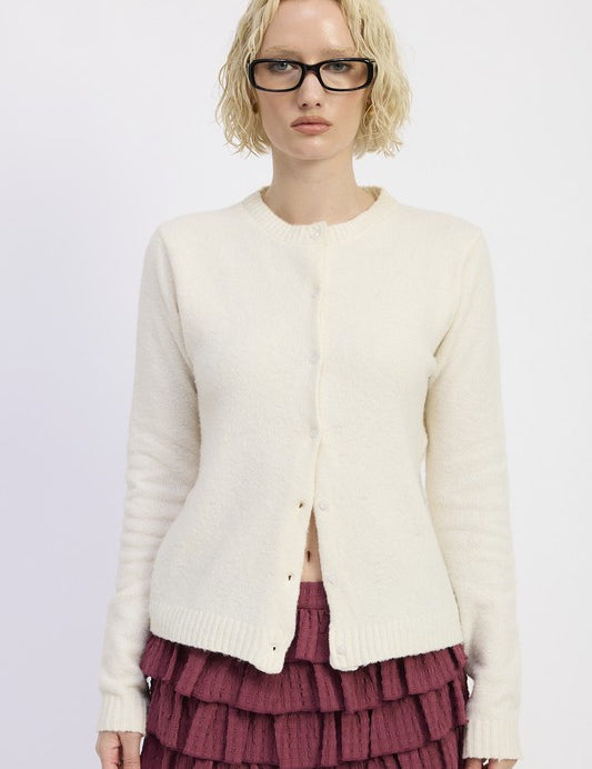 OFF WHITE Fitted Button Up Cardigan | Cardigans Daverri Fashions