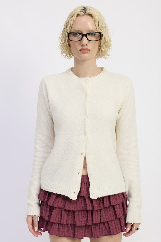 OFF WHITE Fitted Button Up Cardigan | Cardigans Daverri Fashions