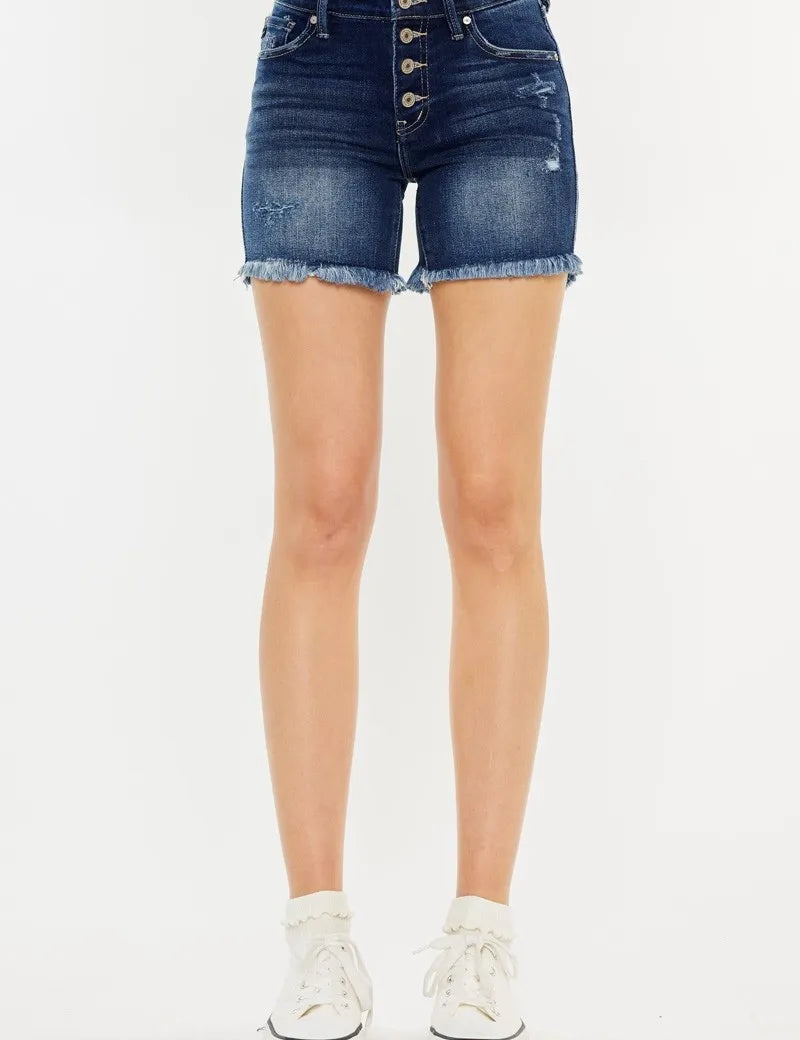 DARK Kancan Mid Rise Button Fly Denim Shorts | Denim Shorts Daverri Fashions