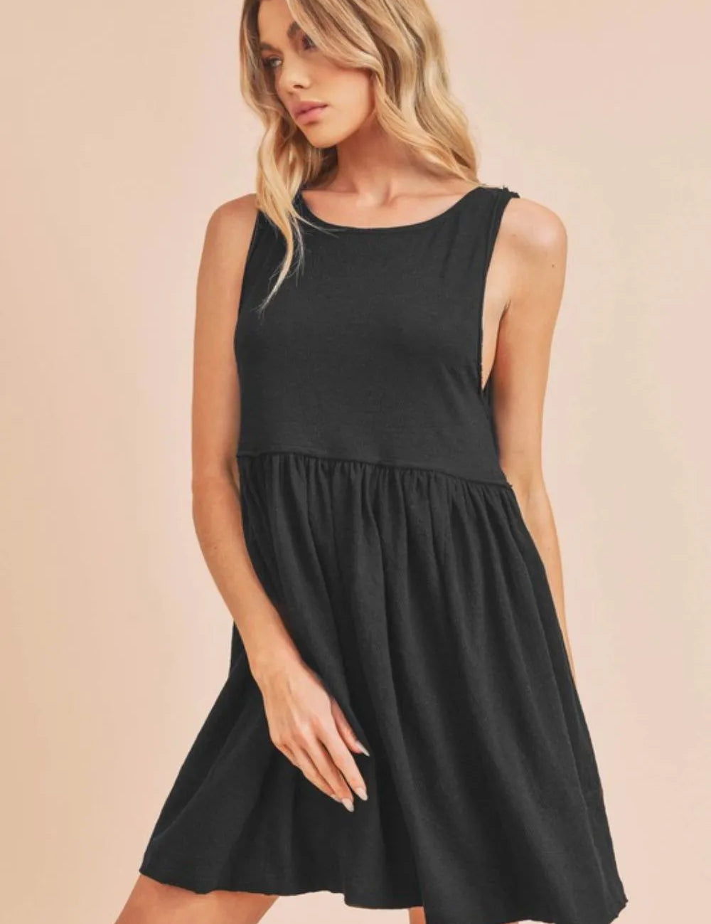 Black Aemi + Co Round Neck Mini Tank Dress | Daverri Fashions