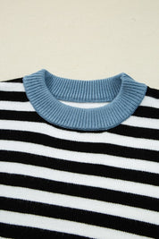 Striped Colorblock Patchwork Long Sleeve Sweater | Daverri Fashions