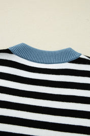 Striped Colorblock Patchwork Long Sleeve Sweater | Daverri Fashions