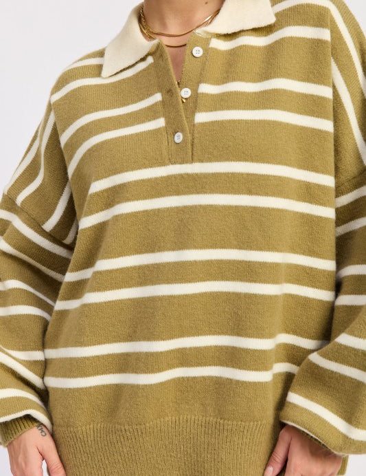 Oversized Striped Collar Sweater | Sweaters Daverri Fashions