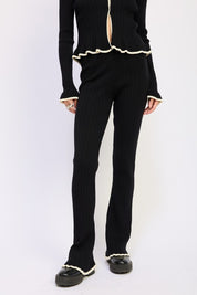 FLARED KNIT PANT WITH LETTUCE HEM | Daverri Fashions