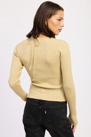 SQUARED NECK KNIT TOP WITH CUT OUT DETAIL | Tops Daverri Fashions
