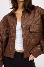 CHINTZ TEXTURED KNIT CROP JACKET | Jackets Daverri Fashions