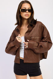 CHINTZ TEXTURED KNIT CROP JACKET | Jackets Daverri Fashions