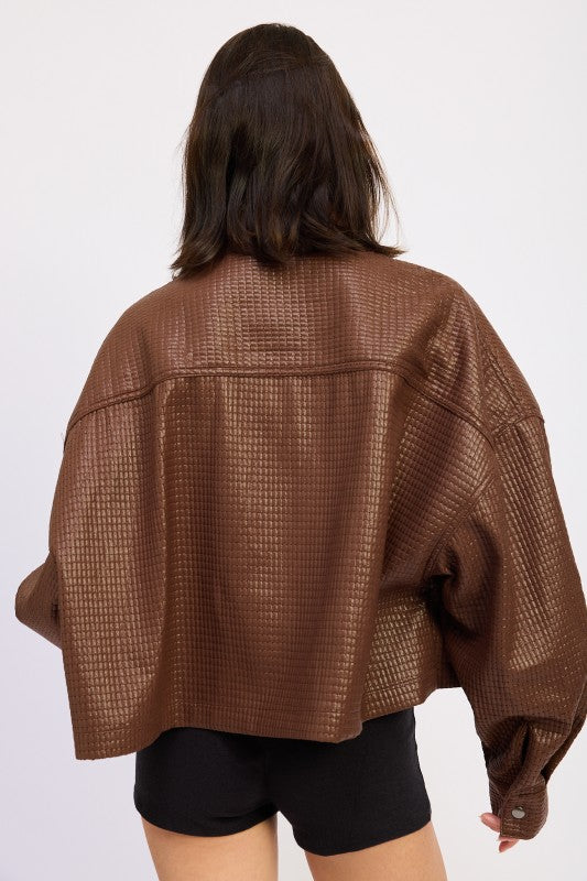 CHINTZ TEXTURED KNIT CROP JACKET | Jackets Daverri Fashions