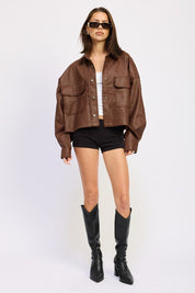 CHINTZ TEXTURED KNIT CROP JACKET | Jackets Daverri Fashions