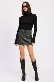 PU SKIRT WITH BELT | Daverri Fashions