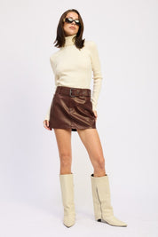 PU SKIRT WITH BELT | Daverri Fashions