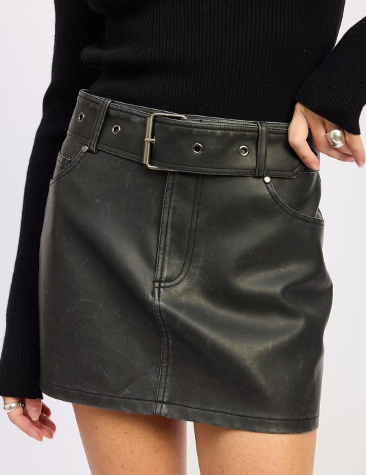 PU SKIRT WITH BELT | Daverri Fashions