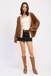 BUTTON DOWN CONTRASTED CARDIGAN | Cardigans Daverri Fashions