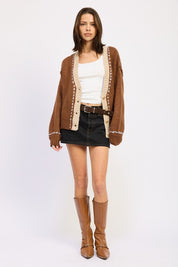 BUTTON DOWN CONTRASTED CARDIGAN | Cardigans Daverri Fashions