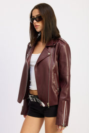 Faux Leather Biker Jacket | Jackets Daverri Fashions