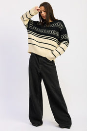 Fair Isle Striped Oversized Sweater | Sweaters Daverri Fashions