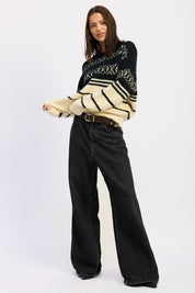 Fair Isle Striped Oversized Sweater | Sweaters Daverri Fashions