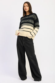 Fair Isle Striped Oversized Sweater | Sweaters Daverri Fashions