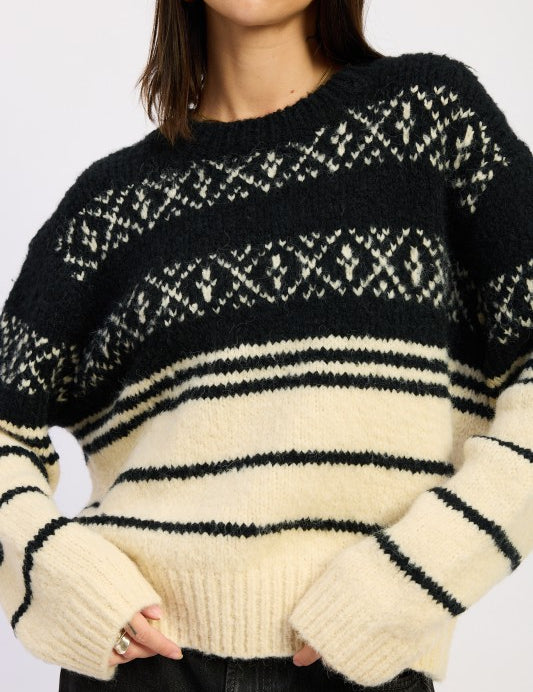 Fair Isle Striped Oversized Sweater | Sweaters Daverri Fashions