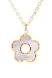 Gold O S MOP Flower Pendant Neckle | Necklaces Daverri Fashions