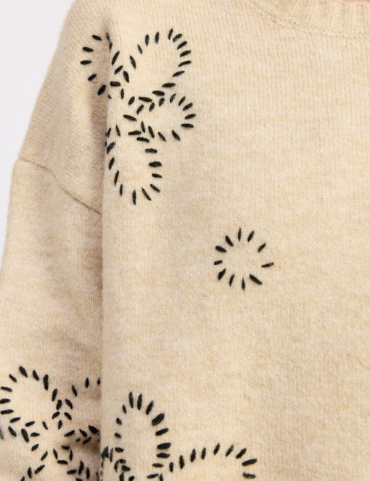 FLORAL WHIPSTITCH SWEATER | Daverri Fashions