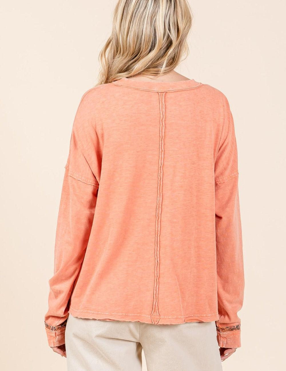 Mittoshop Mineral Wash Star Patch Long Sleeve T-Shirt | T-Shirts Daverri Fashions