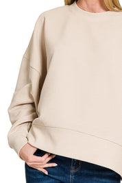 Zenana Ribbed Balloon Sleeve Sweatshirt | Daverri Fashions