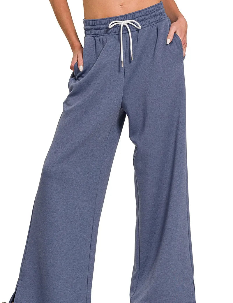 BLUE INDIGO L Zenana Scuba Drawstring Pants Blue Indigo | Loungewear Bottoms Daverri Fashions