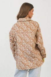 HYFVE Zebra Print Snap Down Long Sleeve Shacket | Daverri Fashions