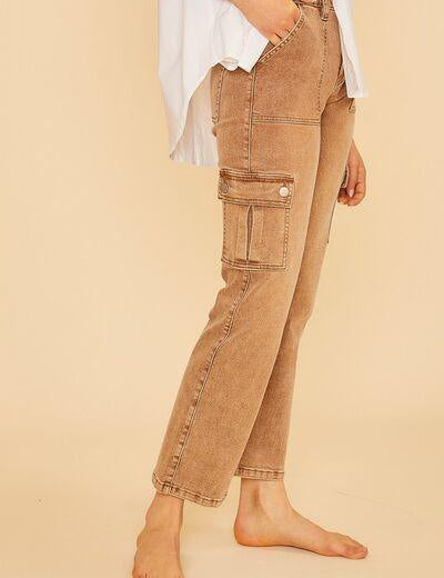 Annie Wear Straight Leg Jeans with Cargo Pockets | Cargo Jeans Daverri Fashions