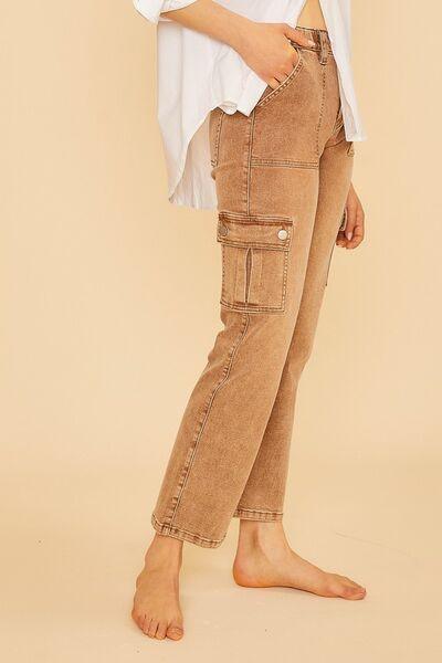 Annie Wear Straight Leg Jeans with Cargo Pockets | Cargo Jeans Daverri Fashions