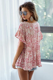BiBi Leopard Print Gauze Woven Flutter Sleeve Blouse | Blouses Daverri Fashions