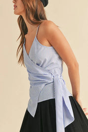 Aemi + Co Side Knotted Surplice Striped Cami | Daverri Fashions