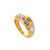 18K Gold-Plated Colorful Zircon Ring | Rings Daverri Fashions