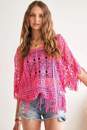ADORA Fringe Hem Crochet Top | Tops Daverri Fashions