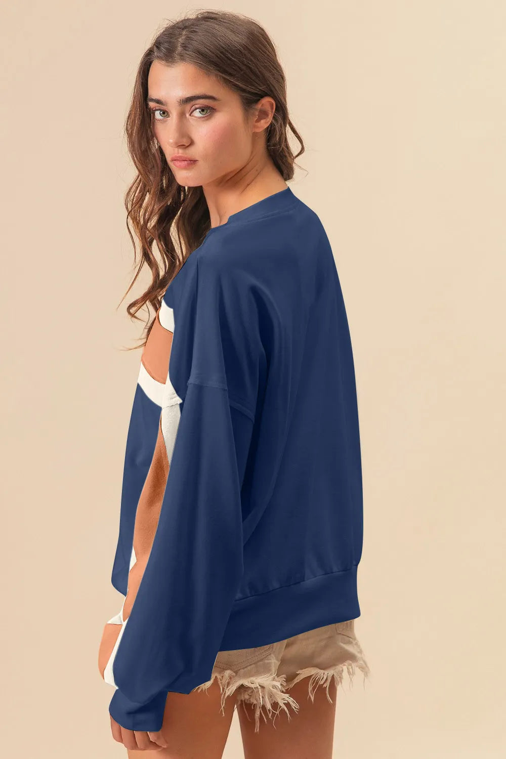 BiBi French Terry Color Block Cut Edge Detail Sweatshirt | Daverri Fashions