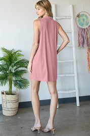 Heimish Full Size Ribbed Johnny Collar Sleeveless Dress | Mini Dresses Daverri Fashions