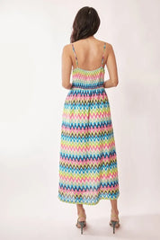 Davi & Dani Multi Color Crochet Lace Midi Dress | Daverri Fashions