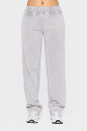 Light Gray Mono B Elastic Waist Fleece Pants with Pockets | Pants Daverri Fashions