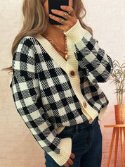 Plaid Button-Down Cardigan | Cardigans Daverri Fashions