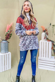 And The Why Printed Half Zip Up Long Sleeve Hoodie | Daverri Fashions
